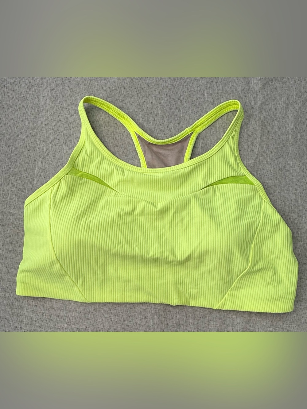 Lululemon Energy Bra High Neck Ribbed Electric Lemon Yellow Size 14 NWOT